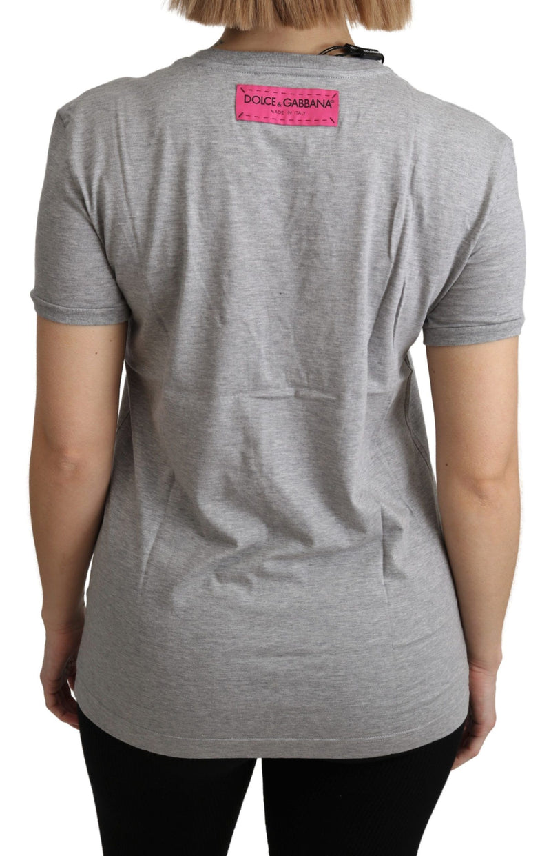 Sequined Motive Cotton Tee Dolce & Gabbana