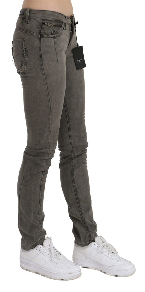 Chic Gray Slim Fit Cotton Jeans Costume National