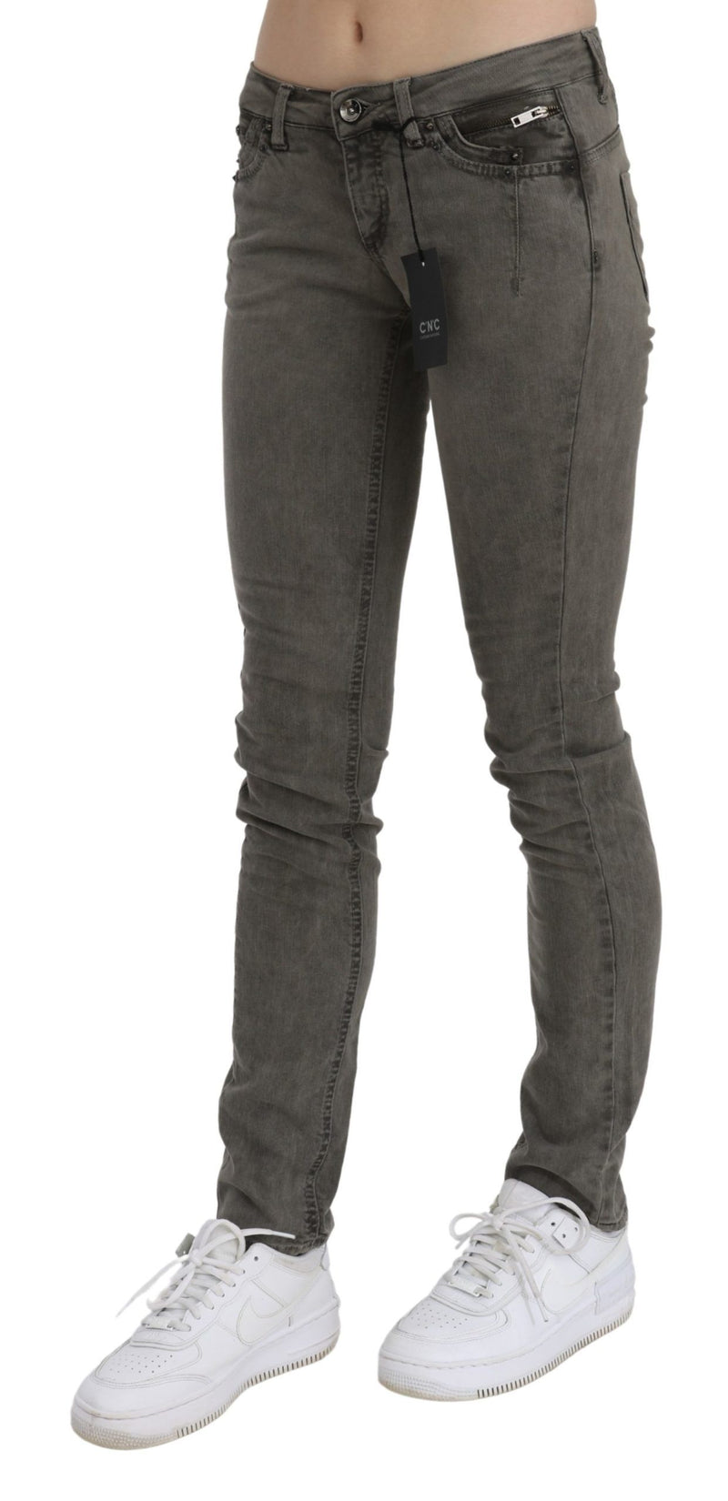 Chic Gray Slim Fit Cotton Jeans Costume National