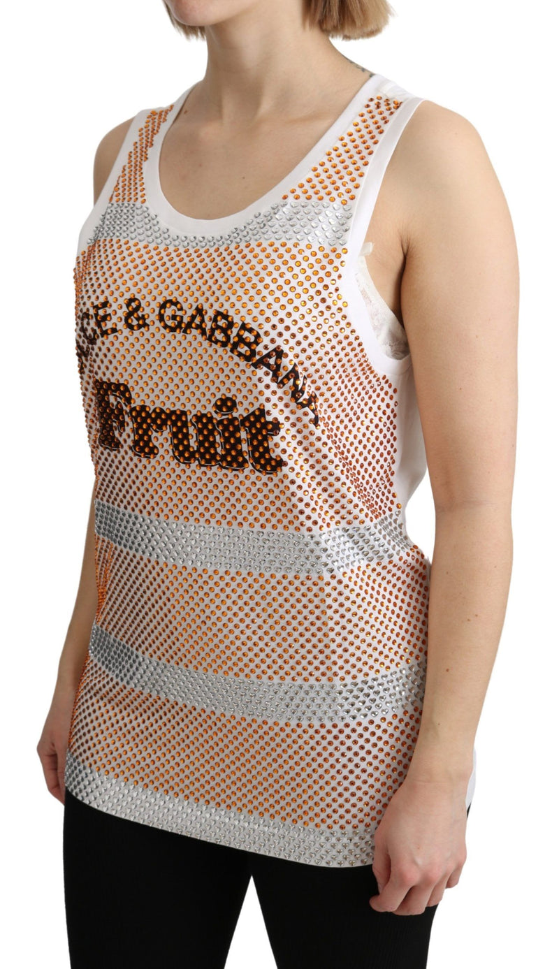 Crystal Embellished Sleeveless Cotton Top Dolce & Gabbana