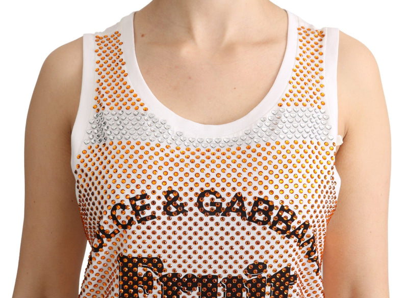 Crystal Embellished Sleeveless Cotton Top Dolce & Gabbana