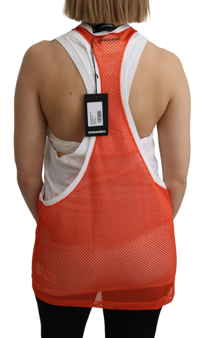 Elegant Sleeveless Cotton Tank in Orange Dsquared²