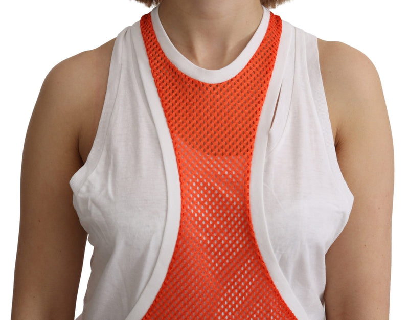 Elegant Sleeveless Cotton Tank in Orange Dsquared²