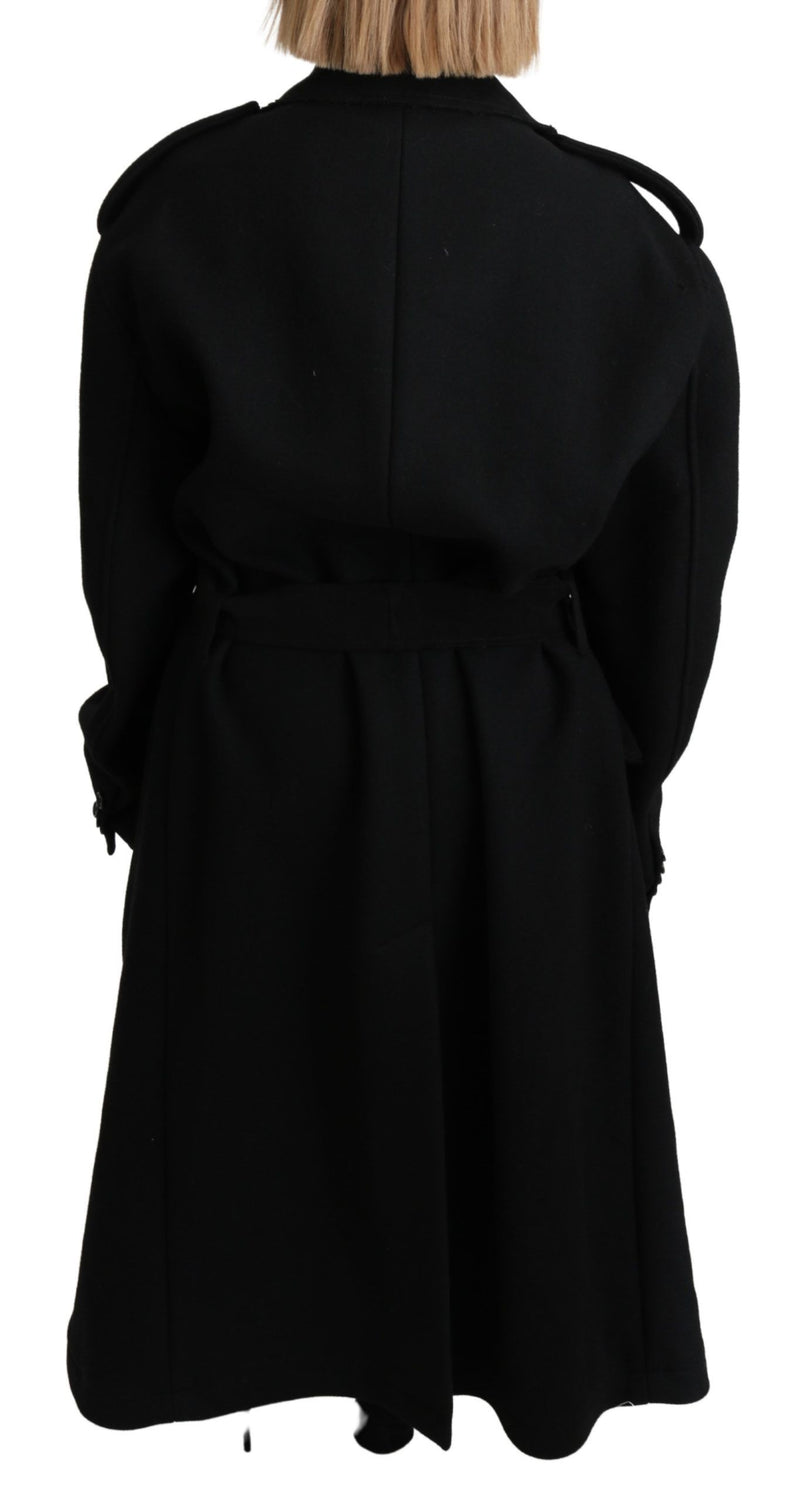 Elegant Black Wool Trenchcoat Dolce & Gabbana