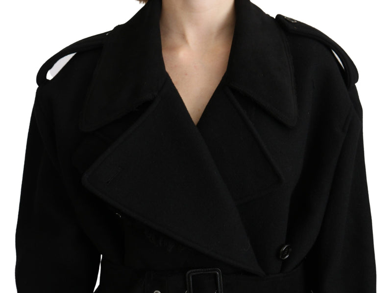 Elegant Black Wool Trenchcoat Dolce & Gabbana