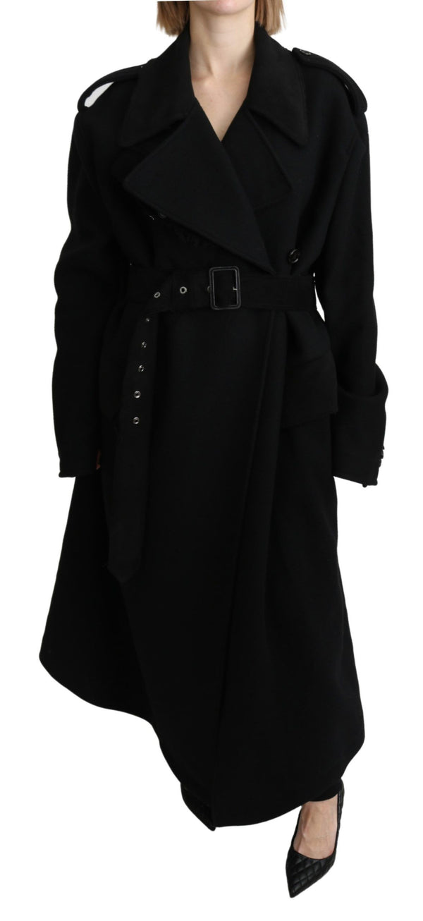 Elegant Black Wool Trenchcoat Dolce & Gabbana