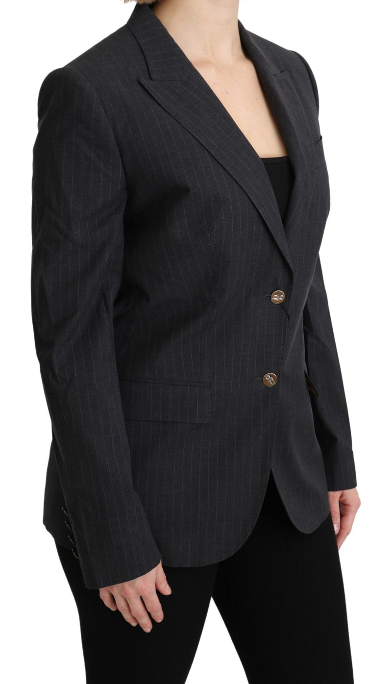 Elegant Gray Striped Cotton Blazer Dolce & Gabbana