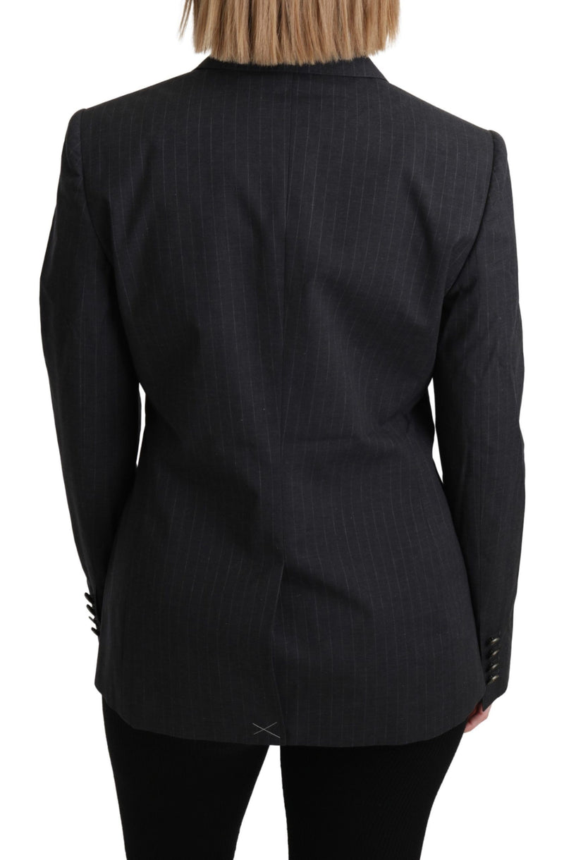 Elegant Gray Striped Cotton Blazer Dolce & Gabbana