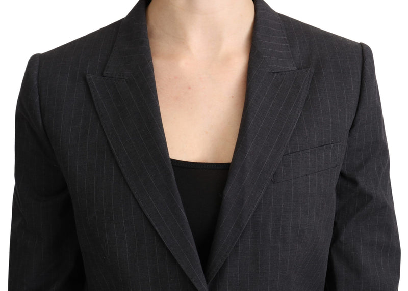 Elegant Gray Striped Cotton Blazer Dolce & Gabbana