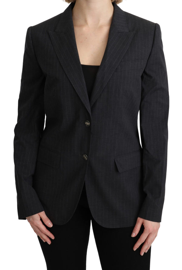 Elegant Gray Striped Cotton Blazer Dolce & Gabbana