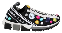 Black Crystal-Embellished Low Top Sneakers Dolce & Gabbana