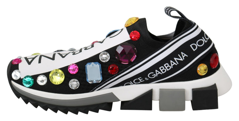 Black Crystal-Embellished Low Top Sneakers Dolce & Gabbana