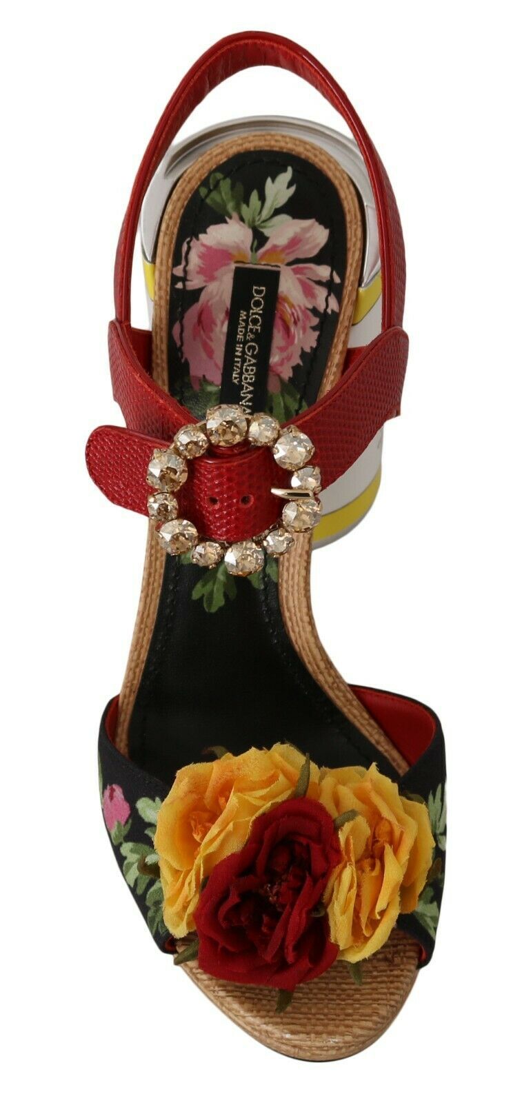 Multicolor Floral Crystal Embellished Sandals Dolce & Gabbana