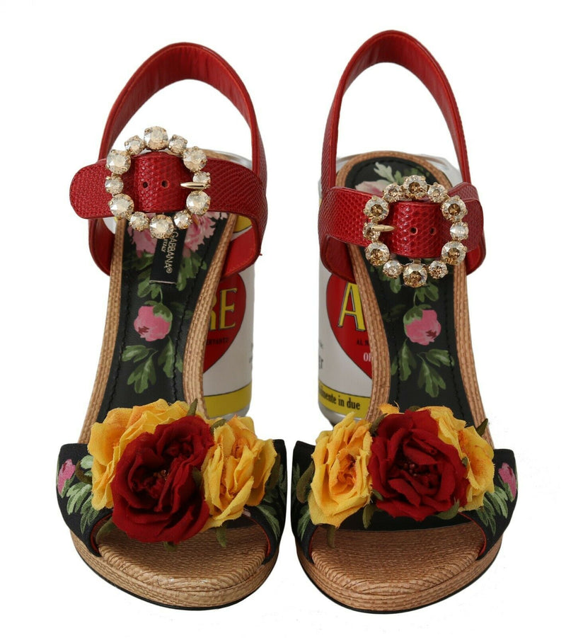 Multicolor Floral Crystal Embellished Sandals Dolce & Gabbana