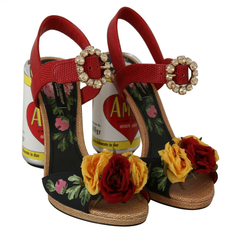 Multicolor Floral Crystal Embellished Sandals Dolce & Gabbana