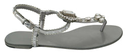 Elegant Silver Flats with Crystal Embellishments Dolce & Gabbana