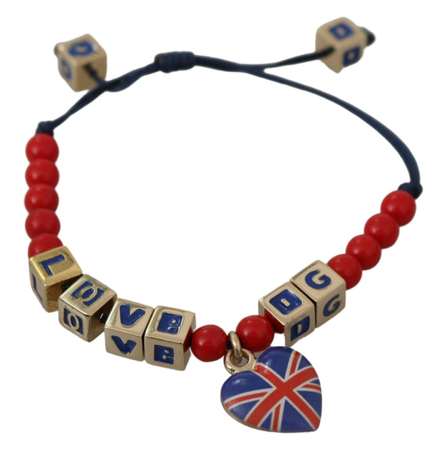 Elegant Blue Red Glass Cotton Blend Bracelet Dolce & Gabbana