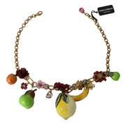 Crystal Embellished Floral Charm Necklace Dolce & Gabbana