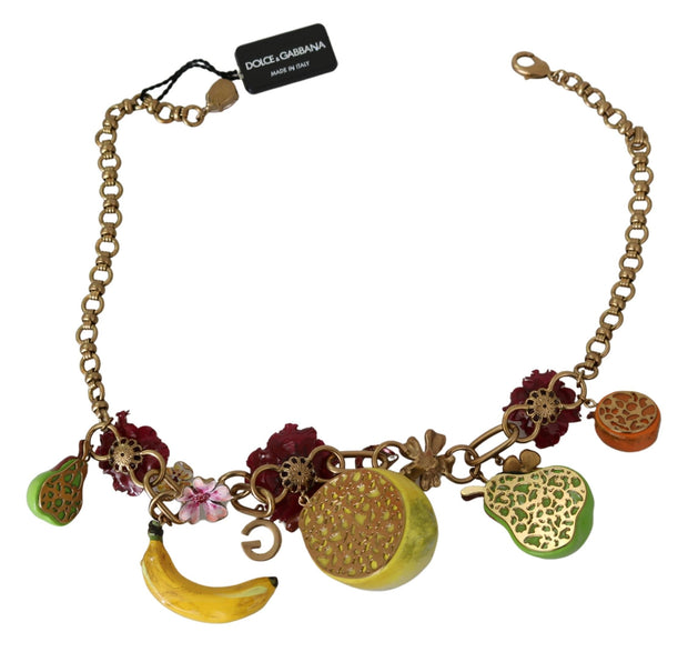 Crystal Embellished Floral Charm Necklace Dolce & Gabbana