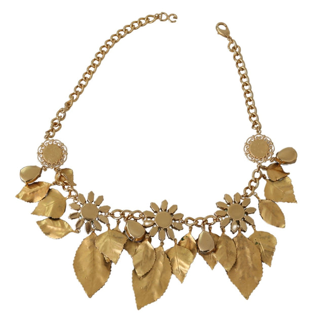 Elegant Crystal Charms Leaves Pendant Necklace Dolce & Gabbana