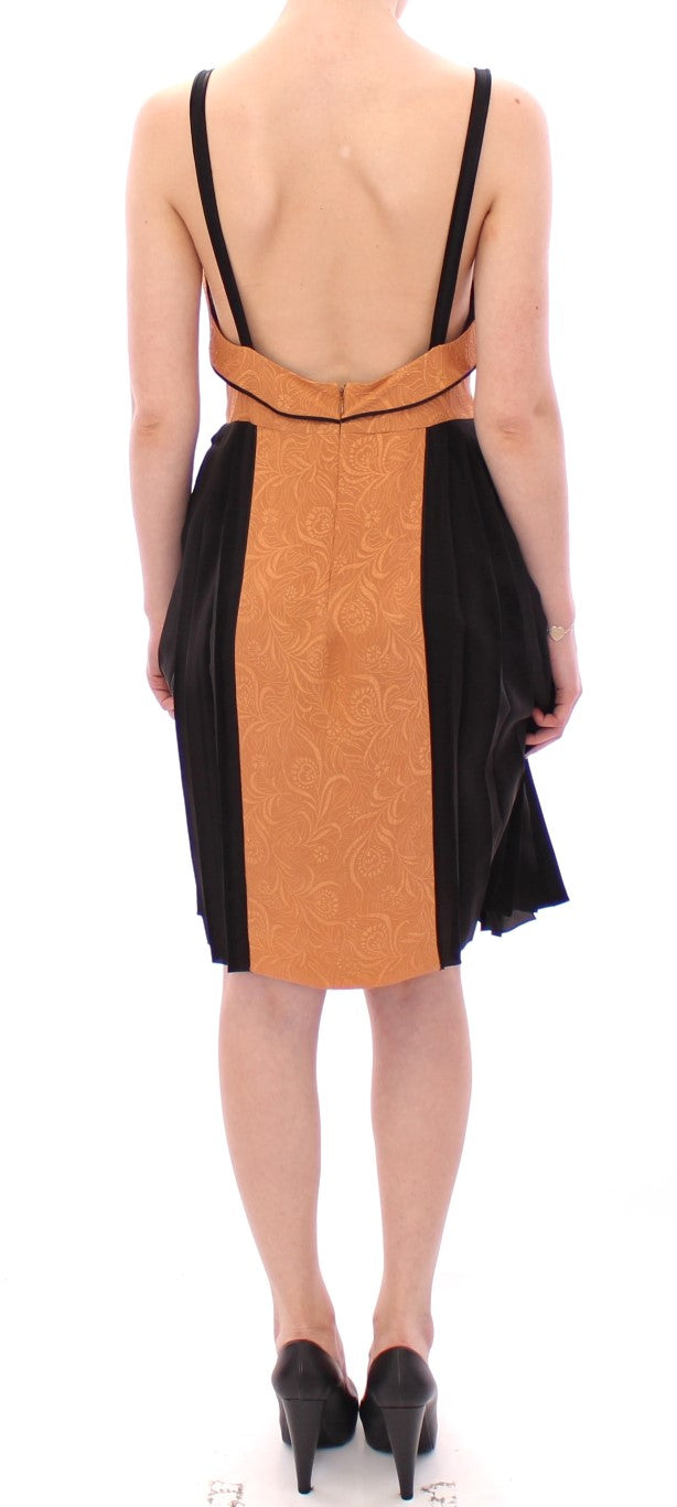 Silk Bronze & Black Sleeveless Sheath Dress FILOS