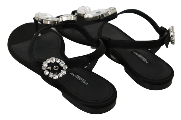 Elegant Crystal-Embellished Silk Sandals Dolce & Gabbana