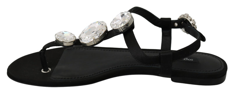 Elegant Crystal-Embellished Silk Sandals Dolce & Gabbana