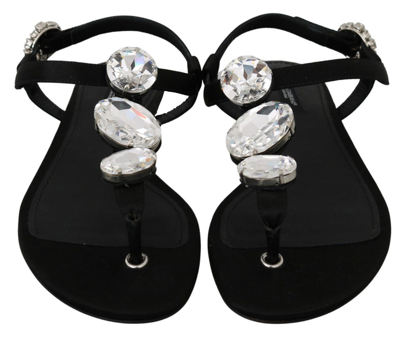 Elegant Crystal-Embellished Silk Sandals Dolce & Gabbana