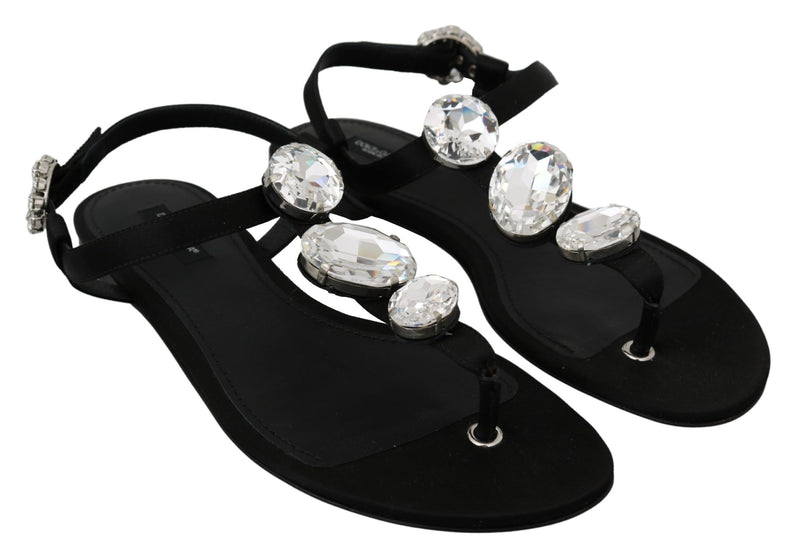 Elegant Crystal-Embellished Silk Sandals Dolce & Gabbana