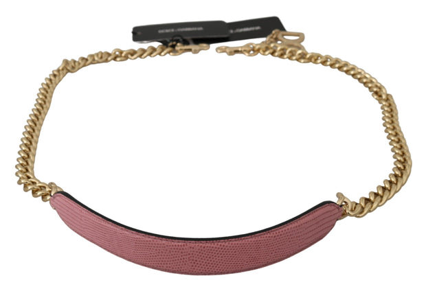 Elegant Pink Gold Leather Shoulder Strap Dolce & Gabbana