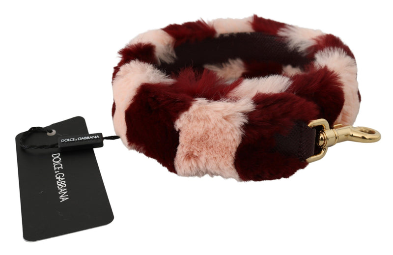 Bordeaux Pink Fur Shoulder Strap Luxury Accessory Dolce & Gabbana