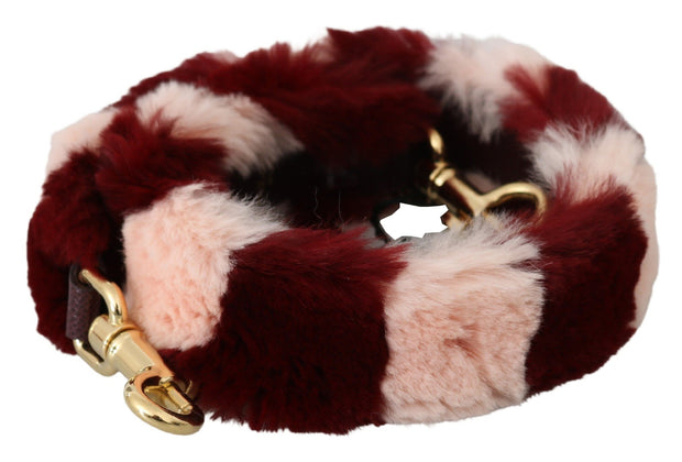 Bordeaux Pink Fur Shoulder Strap Luxury Accessory Dolce & Gabbana