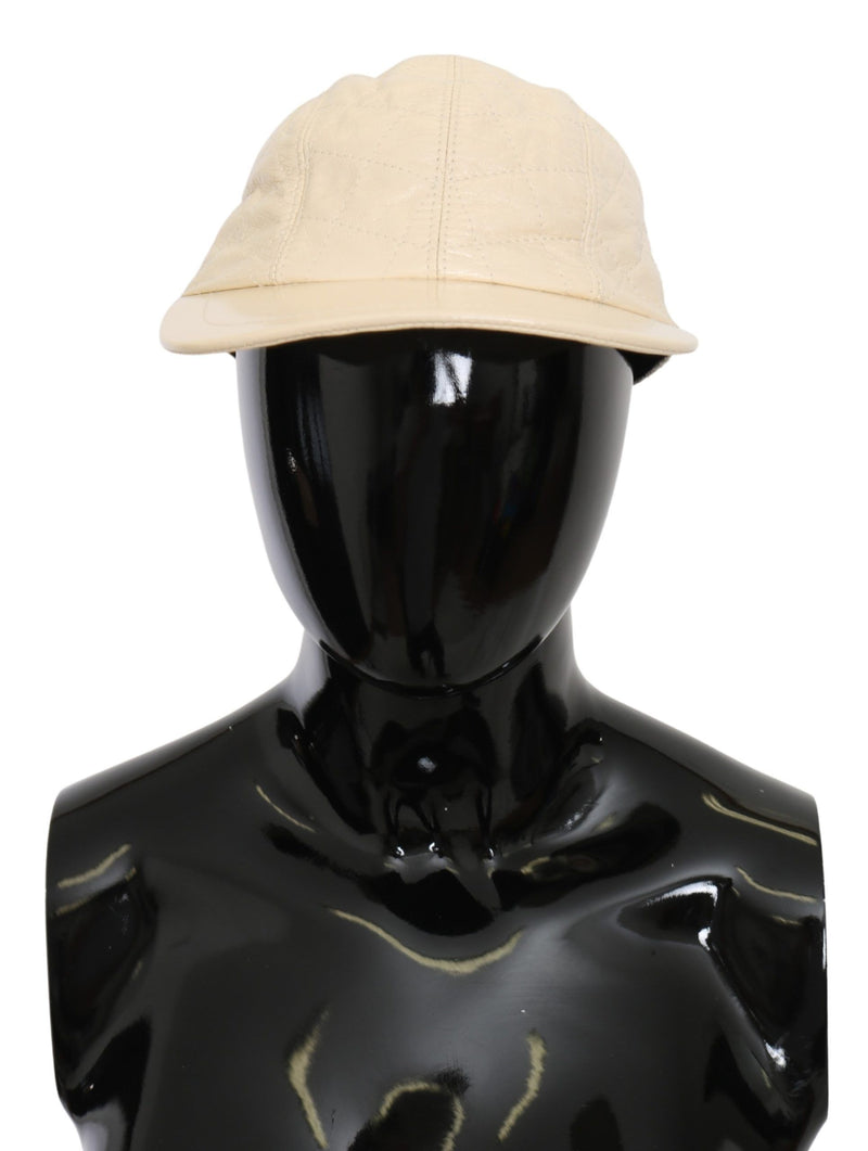 Elegant White Lambskin Leather Baseball Cap Dolce & Gabbana