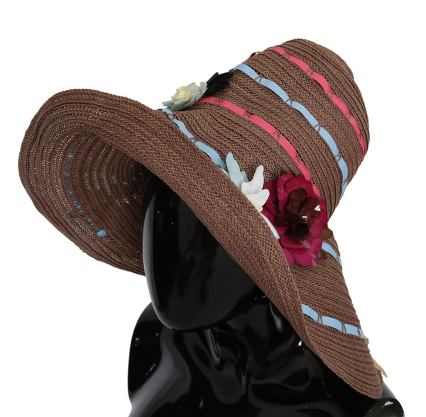 Elegant Floppy Straw Hat with Floral Accents Dolce & Gabbana