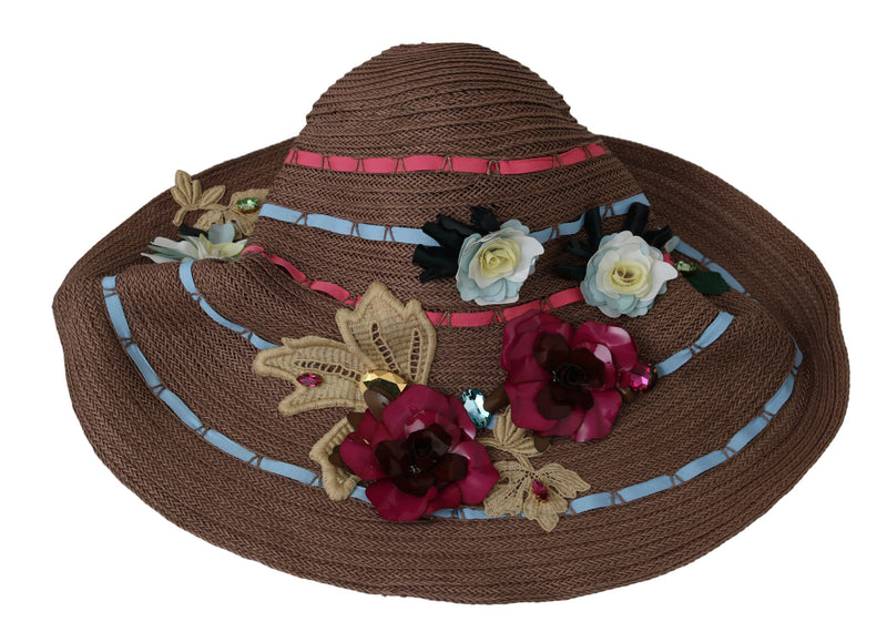 Elegant Floppy Straw Hat with Floral Accents Dolce & Gabbana