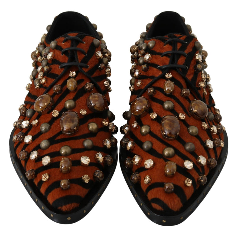 Tiger Pattern Crystal Embellished Flats Dolce & Gabbana