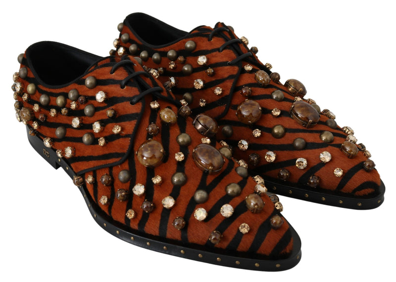 Tiger Pattern Crystal Embellished Flats Dolce & Gabbana