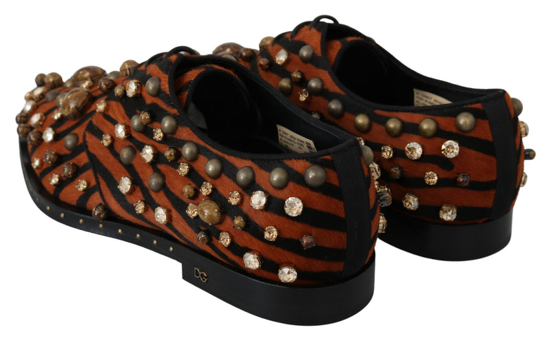 Tiger Pattern Crystal Embellished Flats Dolce & Gabbana