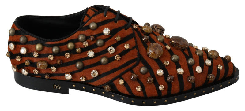 Tiger Pattern Crystal Embellished Flats Dolce & Gabbana