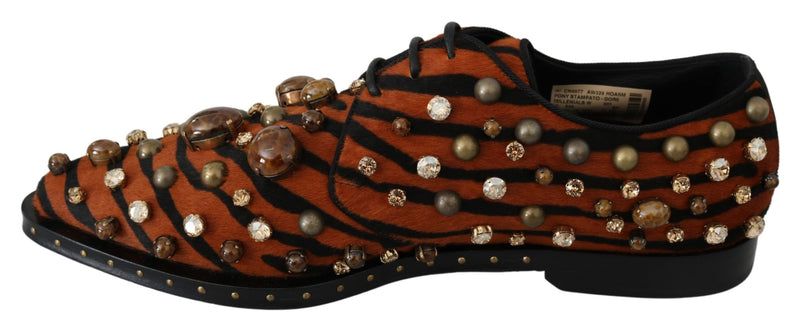 Tiger Pattern Crystal Embellished Flats Dolce & Gabbana