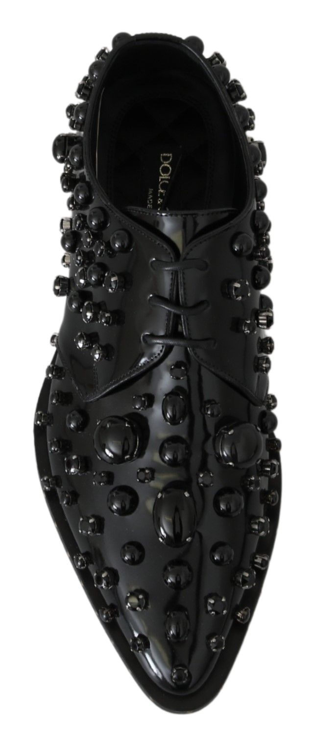 Elegant Black Dress Shoes with Crystals Dolce & Gabbana