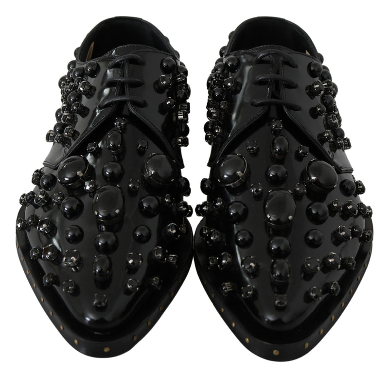 Elegant Black Dress Shoes with Crystals Dolce & Gabbana