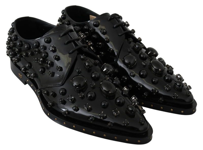 Elegant Black Dress Shoes with Crystals Dolce & Gabbana