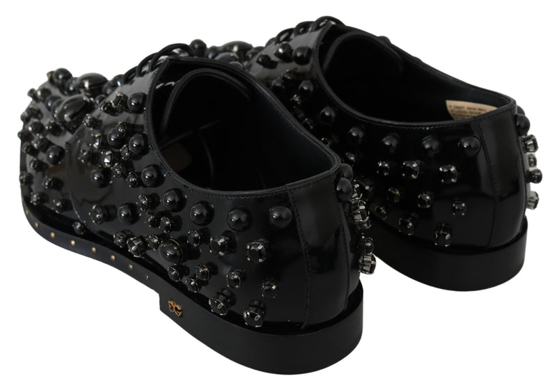 Elegant Black Dress Shoes with Crystals Dolce & Gabbana