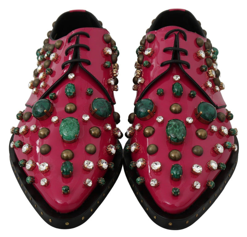 Fuchsia Pink Crystal Patent Flats Dolce & Gabbana