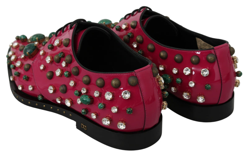 Fuchsia Pink Crystal Patent Flats Dolce & Gabbana