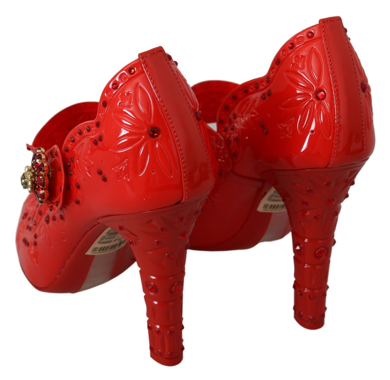 Chic Red Crystal Cinderella Pumps Dolce & Gabbana