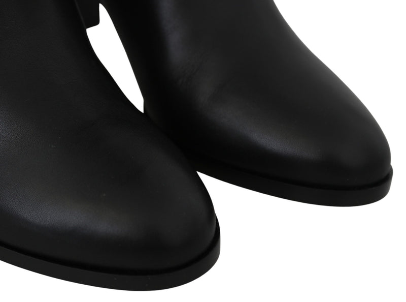 Elegant Black Calf Leather Heeled Boots Jimmy Choo