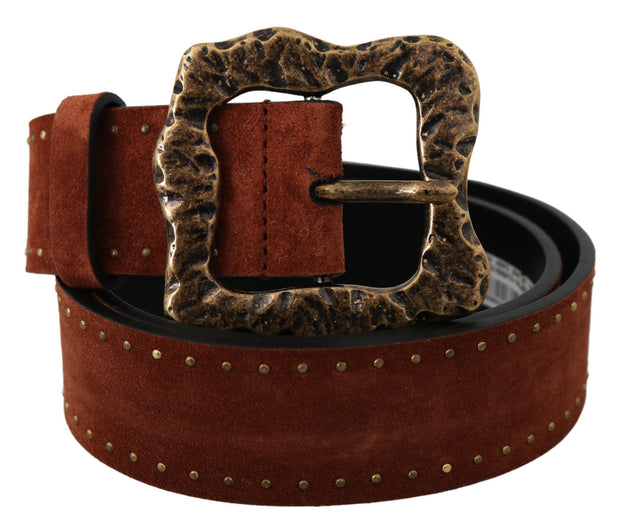 Elegant Suede Leather Belt with Gold Studs Dolce & Gabbana