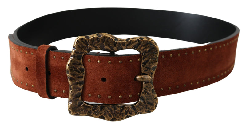 Elegant Suede Leather Belt with Gold Studs Dolce & Gabbana